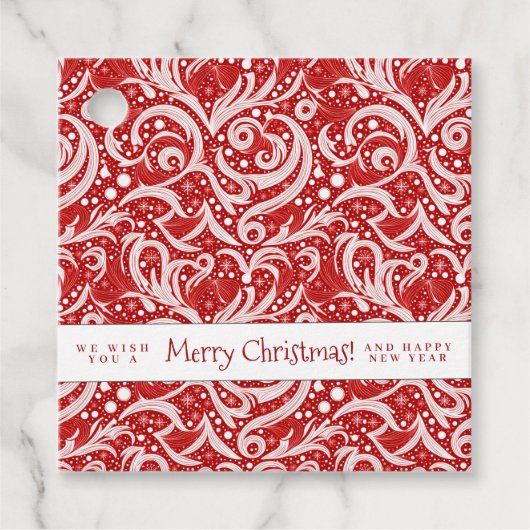 Red Abstrakt Snowflake Pattern#10 ID1009 Geschenkanhänger (Vorderseite)