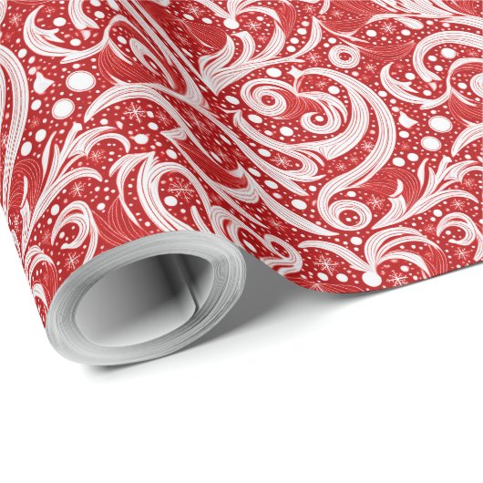 Red Abstrakt Snowflake Pattern#10 ID1009 Geschenkpapier (Rolleneckpunkt)