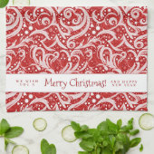 Red Abstrakt Snowflake Pattern#10 ID1009 Geschirrtuch (Gefaltet)