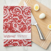 Red Abstrakt Snowflake Pattern#10 ID1009 Geschirrtuch (Viertel Falte)