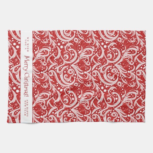 Red Abstrakt Snowflake Pattern#10 ID1009 Geschirrtuch (Horizontal)