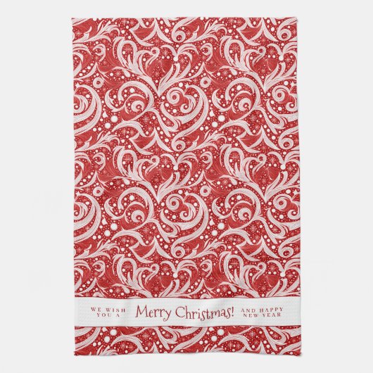 Red Abstrakt Snowflake Pattern#10 ID1009 Geschirrtuch (Vertikal)