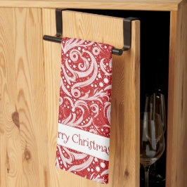 Red Abstrakt Snowflake Pattern#10 ID1009 Geschirrtuch