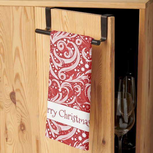 Red Abstrakt Snowflake Pattern#10 ID1009 Geschirrtuch (Drittel gefaltet)