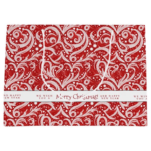 Red Abstrakt Snowflake Pattern#10 ID1009 Große Geschenktüte (Vorderseite)