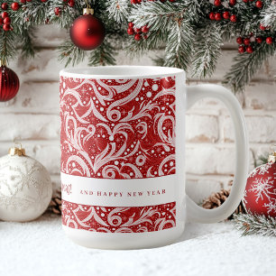 Red Abstrakt Snowflake Pattern#10 ID1009 Kaffeetasse