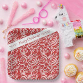 Red Abstrakt Snowflake Pattern#10 ID1009 Pappteller (Party)