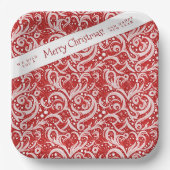 Red Abstrakt Snowflake Pattern#10 ID1009 Pappteller (Vorderseite)