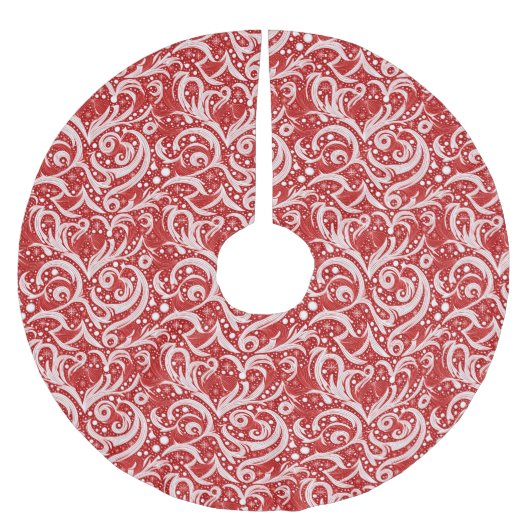 Red Abstrakt Snowflake Pattern#10 ID1009 Polyester Weihnachtsbaumdecke (Vorderseite)