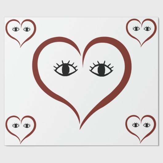 REd - Abstrakte Herzfrequenz in Weiß Geschenkpapier (Flach)