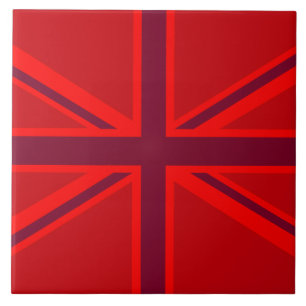 Red Accent Union Jack Design Fliese