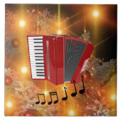 Red Accordion auf Gold Hintergrund Fliese (Vorderseite)