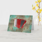 Red Accordion auf Musical Notes card. Karte (Gelbe Blume)