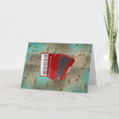 Red Accordion auf Musical Notes card. Karte (Vorderseite)