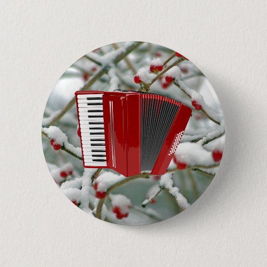 Red Accordion - Berries im Schnee, Button (Vorderseite)