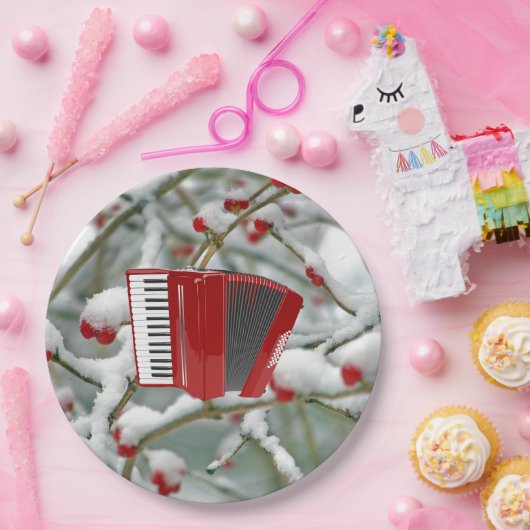 Red Accordion - Berries im Schnee, Pappteller (Party)