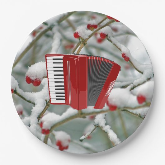 Red Accordion - Berries im Schnee, Pappteller (Vorderseite)
