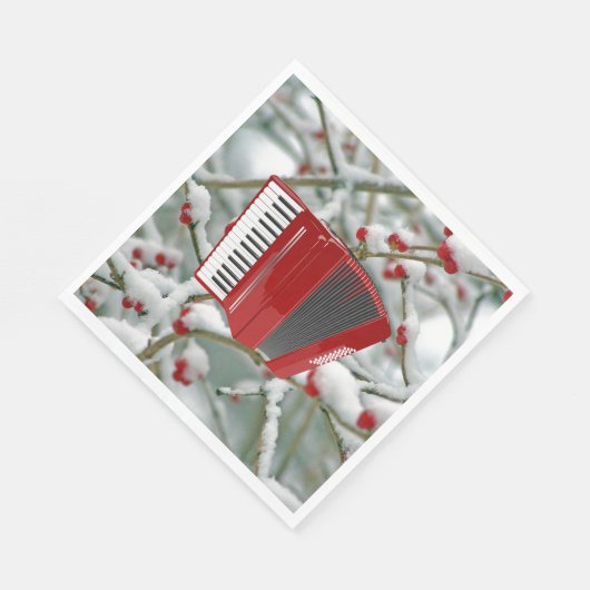 Red Accordion - Berries im Schnee, Serviette (Ecke)