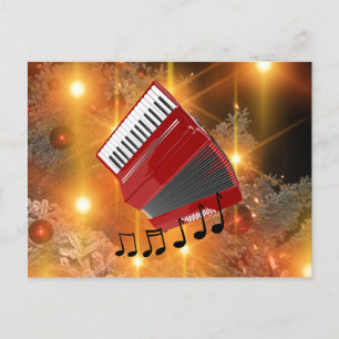 Red Accordion Holiday Design Feiertagspostkarte