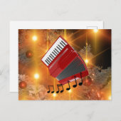 Red Accordion Holiday Design Feiertagspostkarte (Vorne/Hinten)