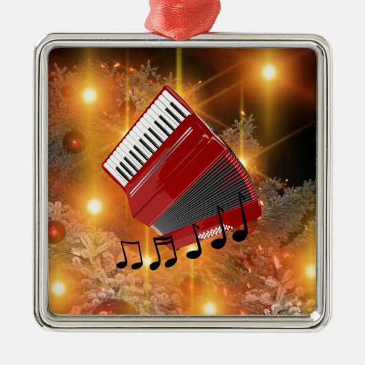 Red Accordion, Holiday Design, Ornament Aus Metall (Vorne)