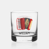 Red Accordion Illustration Personalisiert Whiskyglas (Rückseite)