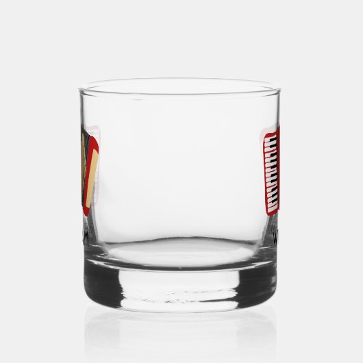 Red Accordion Illustration Personalisiert Whiskyglas (Links)