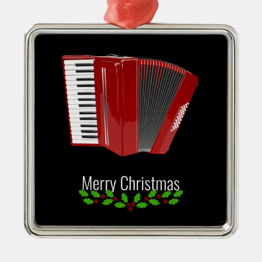 Red Accordion, Merry Christmas, Ornament Aus Metall (Vorne)