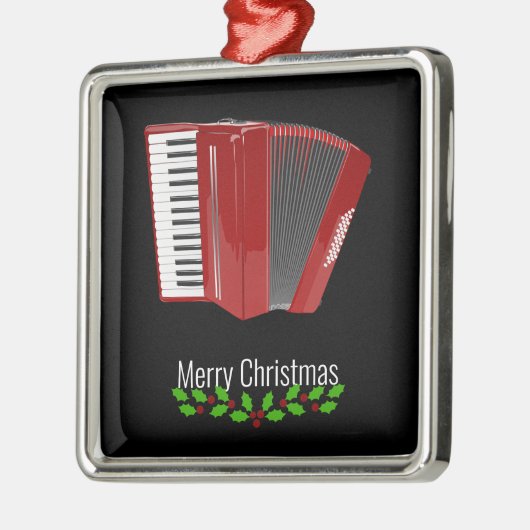 Red Accordion, Merry Christmas, Ornament Aus Metall (Links)
