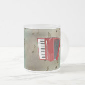 Red Accordion on Musical Notes Mattglastasse (VorderseiteRechts)