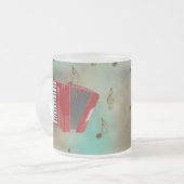 Red Accordion on Musical Notes Mattglastasse (Vorderseite Links)