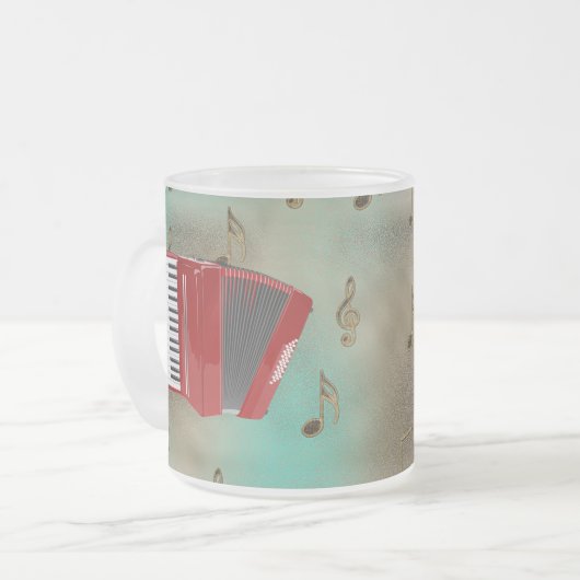 Red Accordion on Musical Notes Mattglastasse (Vorderseite Links)