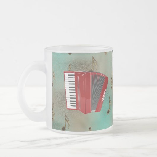 Red Accordion on Musical Notes Mattglastasse (Links)