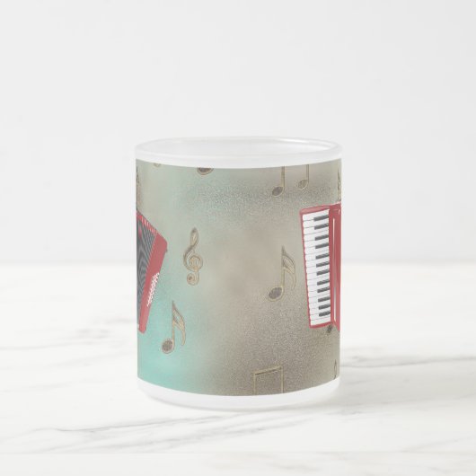 Red Accordion on Musical Notes Mattglastasse (Mittel)