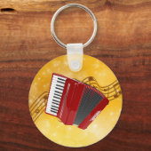 Red Accordion on Musical Notes Schlüsselanhänger (Rückseite)