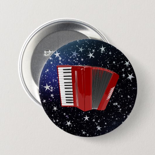 Red Accordion on Night Sky Button (Vorne & Hinten)