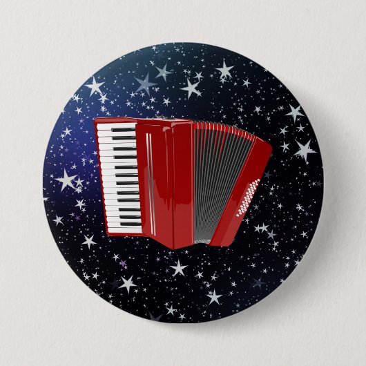 Red Accordion on Night Sky Button (Vorderseite)