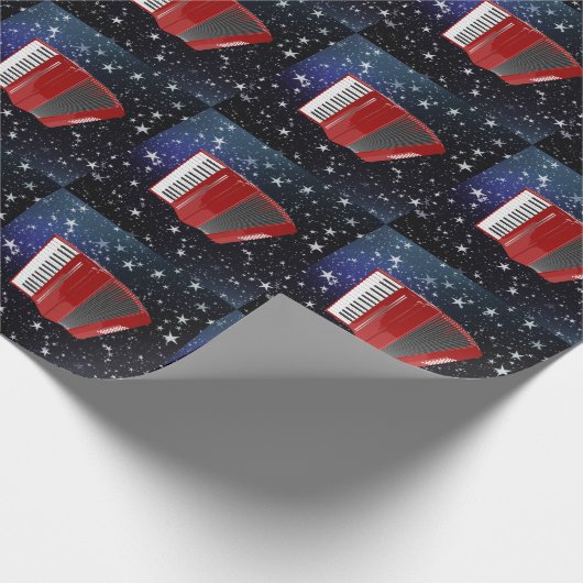 Red Accordion on Night Sky Geschenkpapier (Ecke)