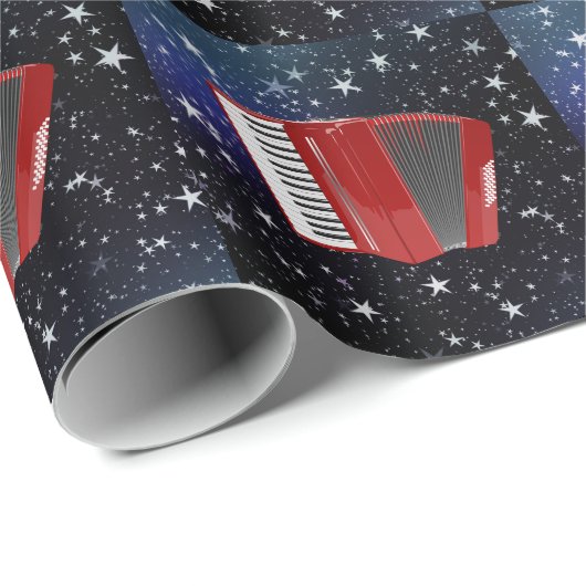 Red Accordion on Night Sky Geschenkpapier (Rolleneckpunkt)