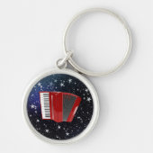 Red Accordion on Night Sky Magnet Schlüsselanhänger (Vorne)