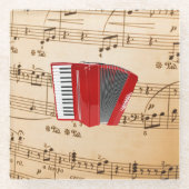 Red Accordion, populäres Design, Glasuntersetzer (Vorderseite)