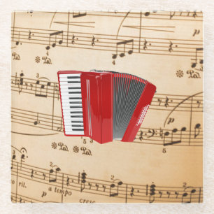 Red Accordion, populäres Design, Glasuntersetzer