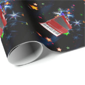 Red Accordion über Starry Background Geschenkpapier (Rolleneckpunkt)