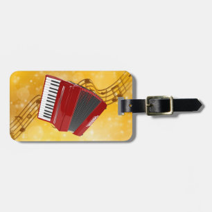 Red Accordion und Musical Notes Gepäckanhänger