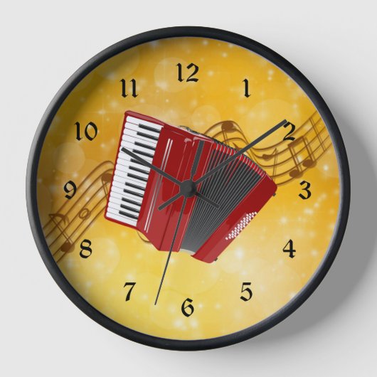 Red Accordion und Musical Notes Uhr (Vorderseite)