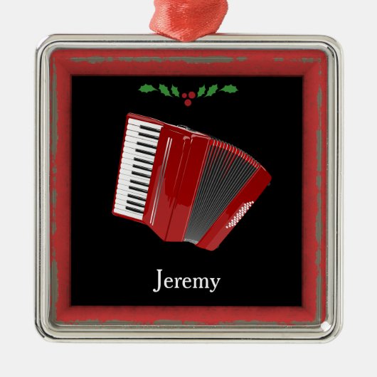Red Accordion Weihnachtsvorlage Ornament Aus Metall (Vorne)