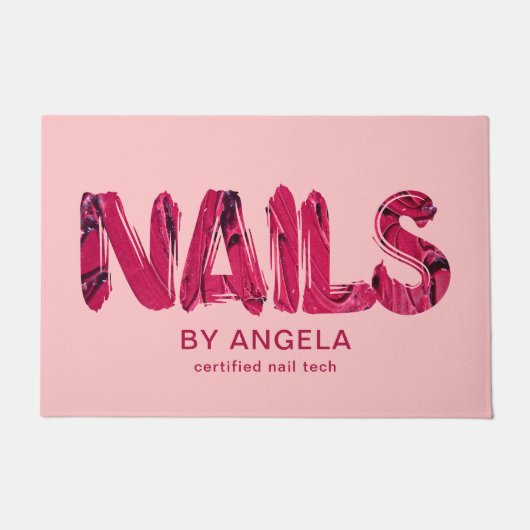 Red Acrylic Typografie Nail Tech Fußmatte (Vorderseite)