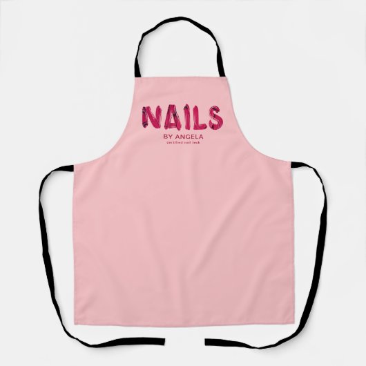 Red Acrylic Typografie Nail Tech Schürze (Vorderseite)