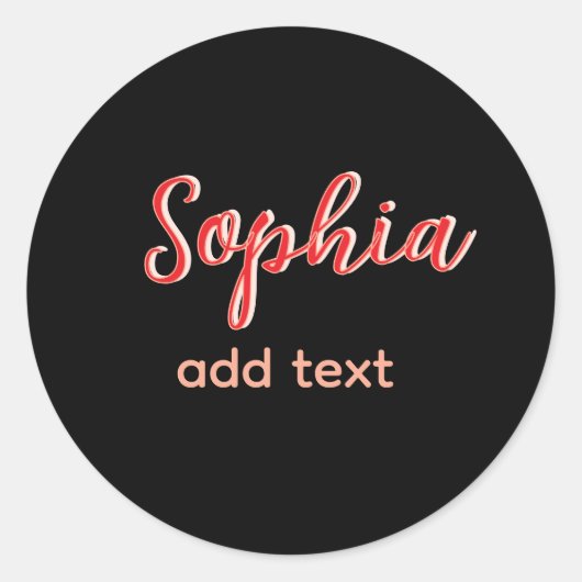 Red add name Girl Boss Schwarz Runder Aufkleber (Vorderseite)