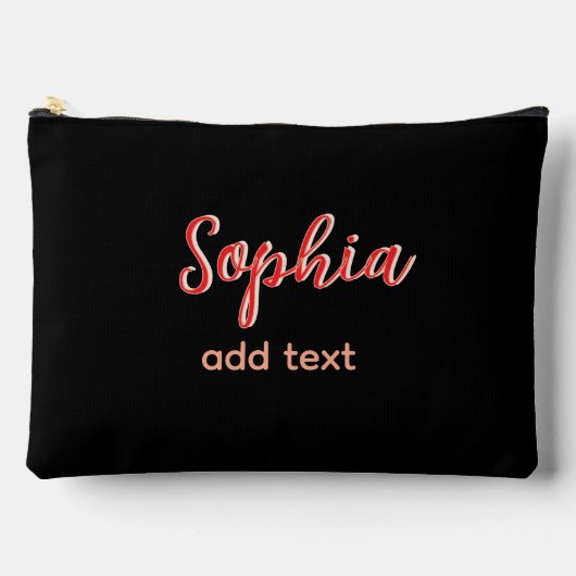 Red add name Girl Boss Schwarz Zubehörtasche (Vorderseite)
